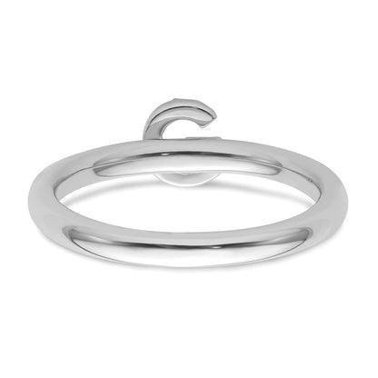 14K White Gold Stackable Diamond Initial G Ring