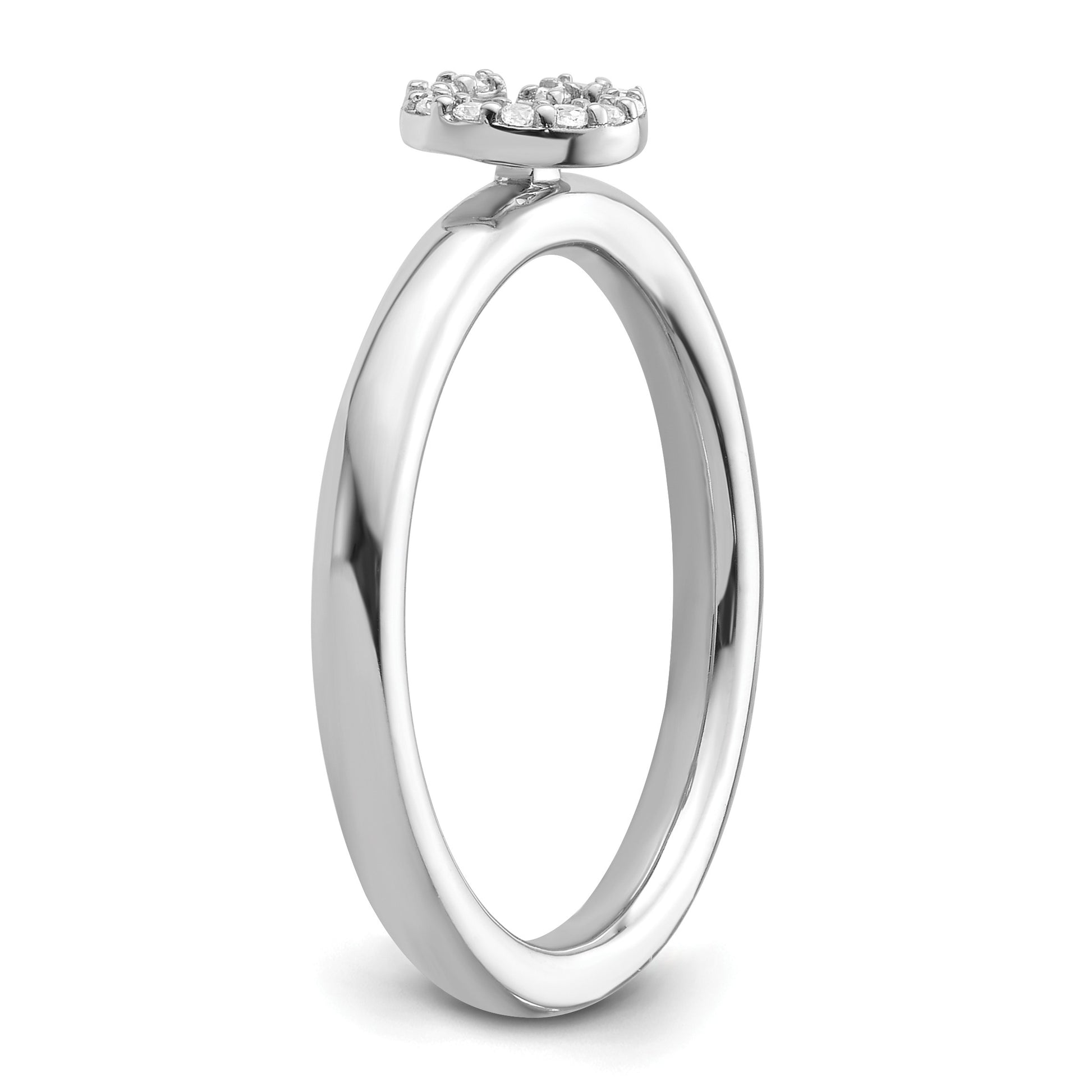 14K White Gold Stackable Diamond Initial G Size 7 Ring