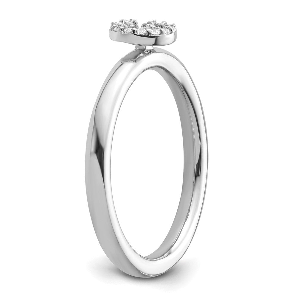 14K White Gold Stackable Diamond Initial G Ring