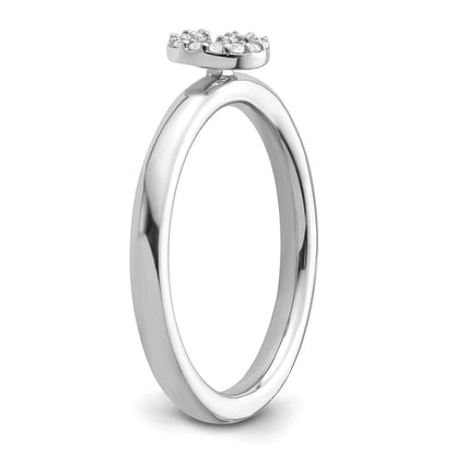 14K White Gold Stackable Diamond Initial G Ring