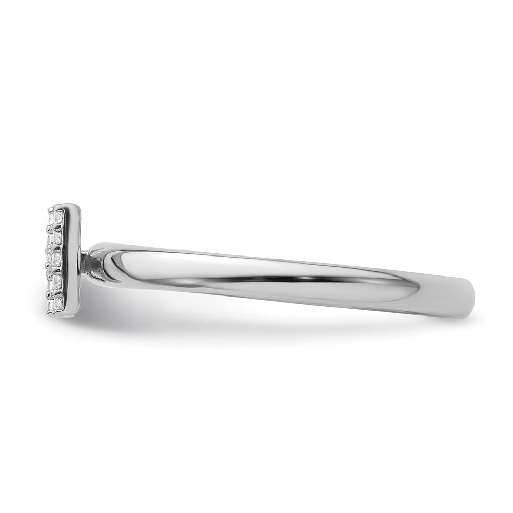 14K White Gold Stackable Diamond Initial H Ring