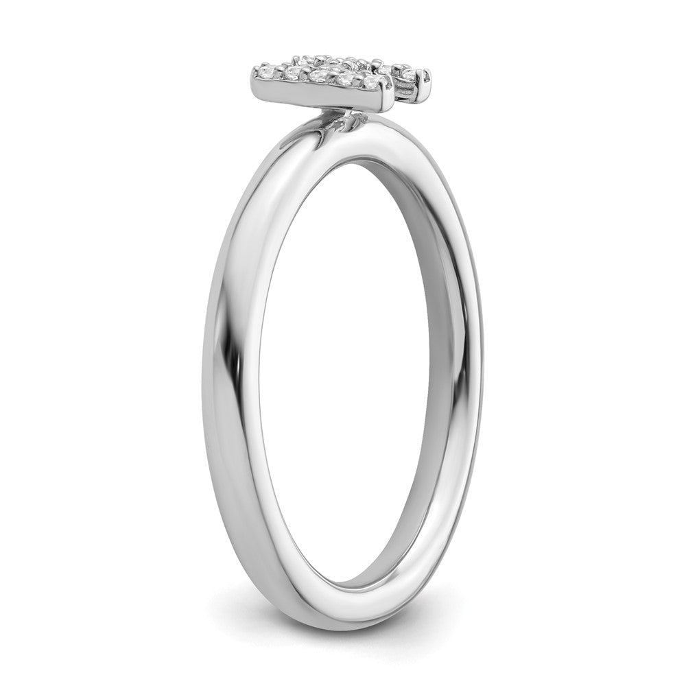 14K White Gold Stackable Diamond Initial H Ring