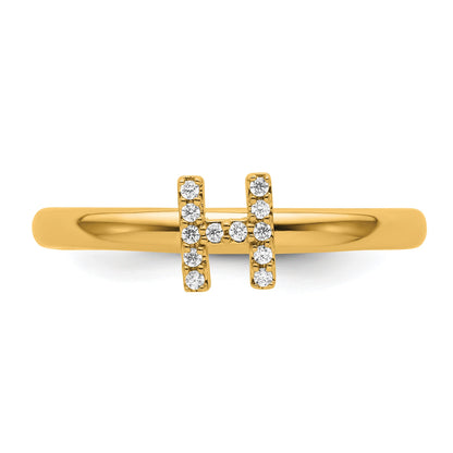 14K Stackable Diamond Initial H Size 7 Ring