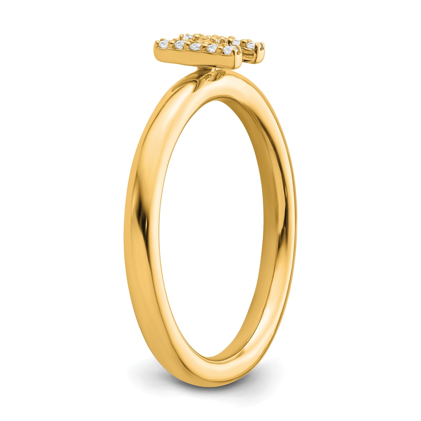 14K Stackable Diamond Initial H Size 7 Ring