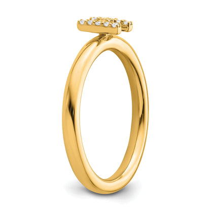 14K Stackable Diamond Initial H Size 7 Ring