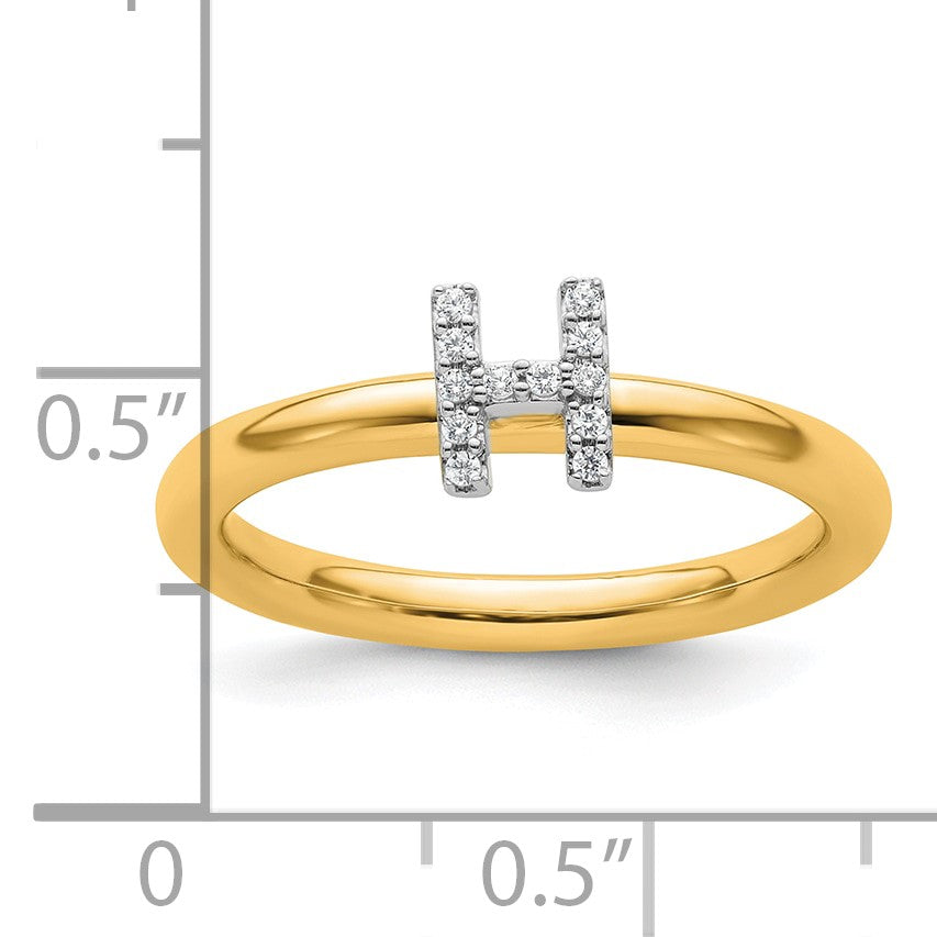 14K Stackable Diamond Initial H Size 7 Ring