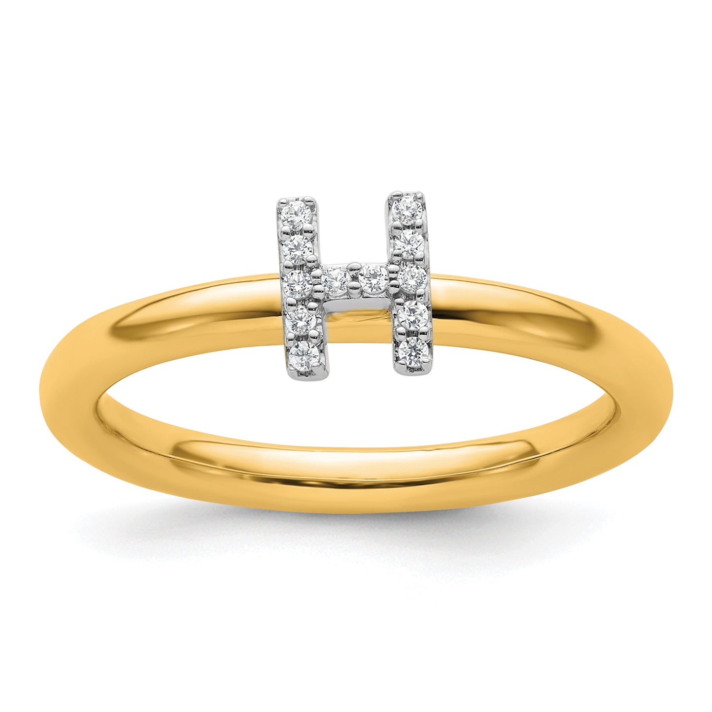 14K Stackable Diamond Initial H Size 7 Ring