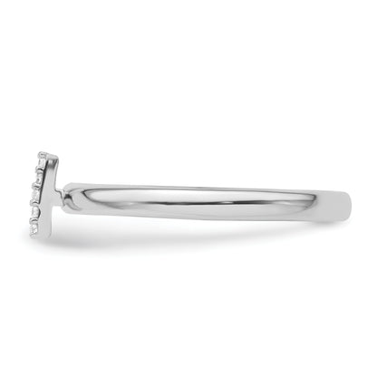 14K White Gold Stackable Diamond Initial I Size 7 Ring