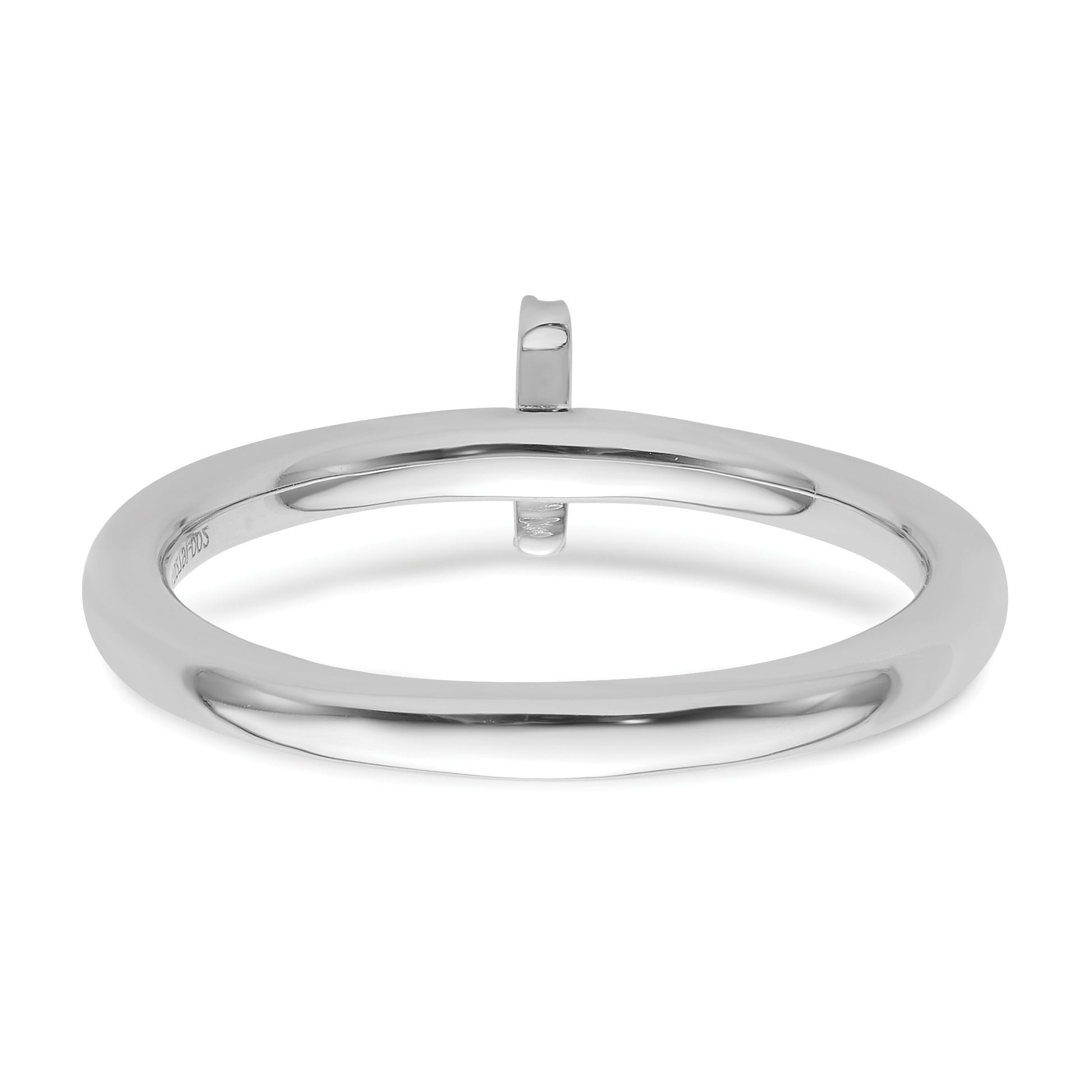 14K White Gold Stackable Diamond Initial I Size 7 Ring