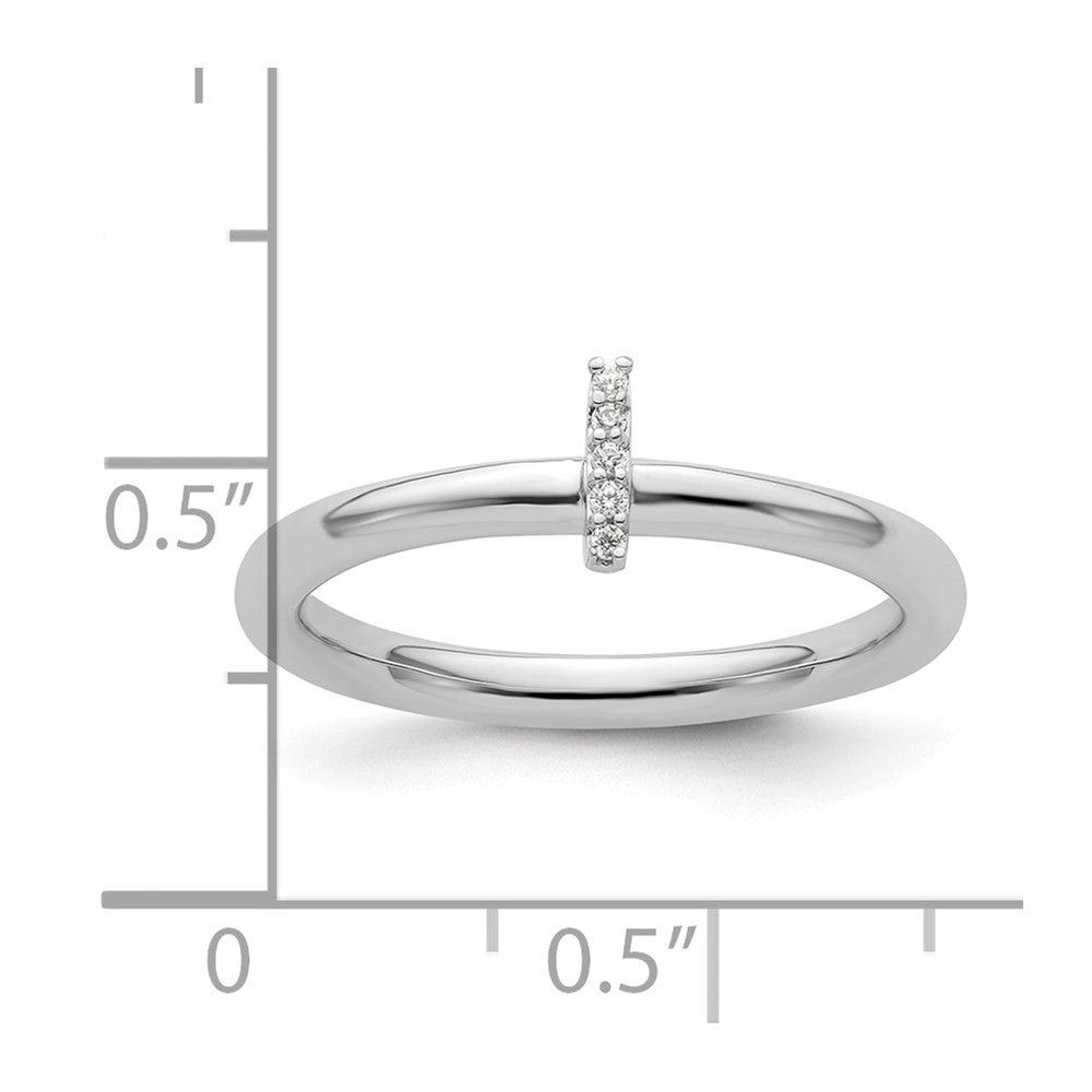 14K White Gold Stackable Diamond Initial I Ring