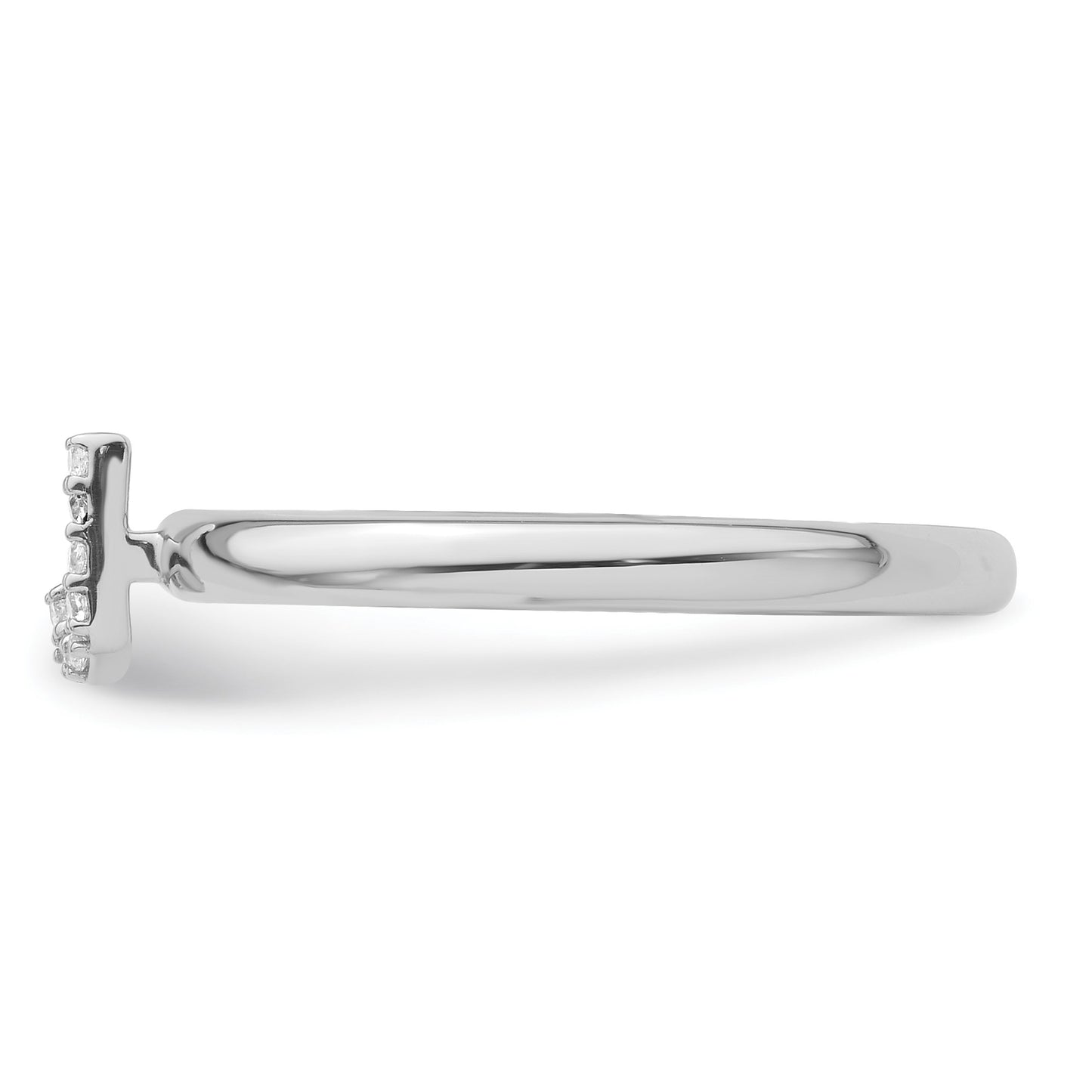 14K White Gold Stackable Diamond Initial J Size 7 Ring