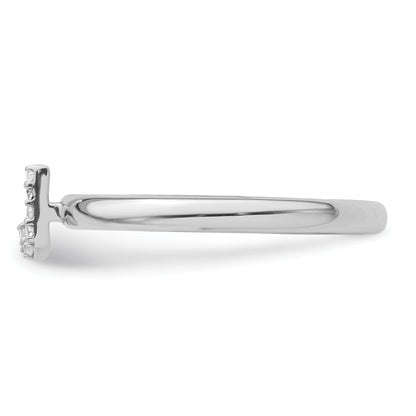 14K White Gold Stackable Diamond Initial J Size 7 Ring