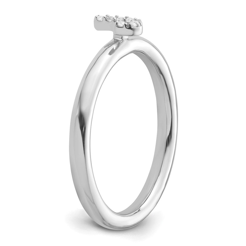 14K White Gold Stackable Diamond Initial J Ring