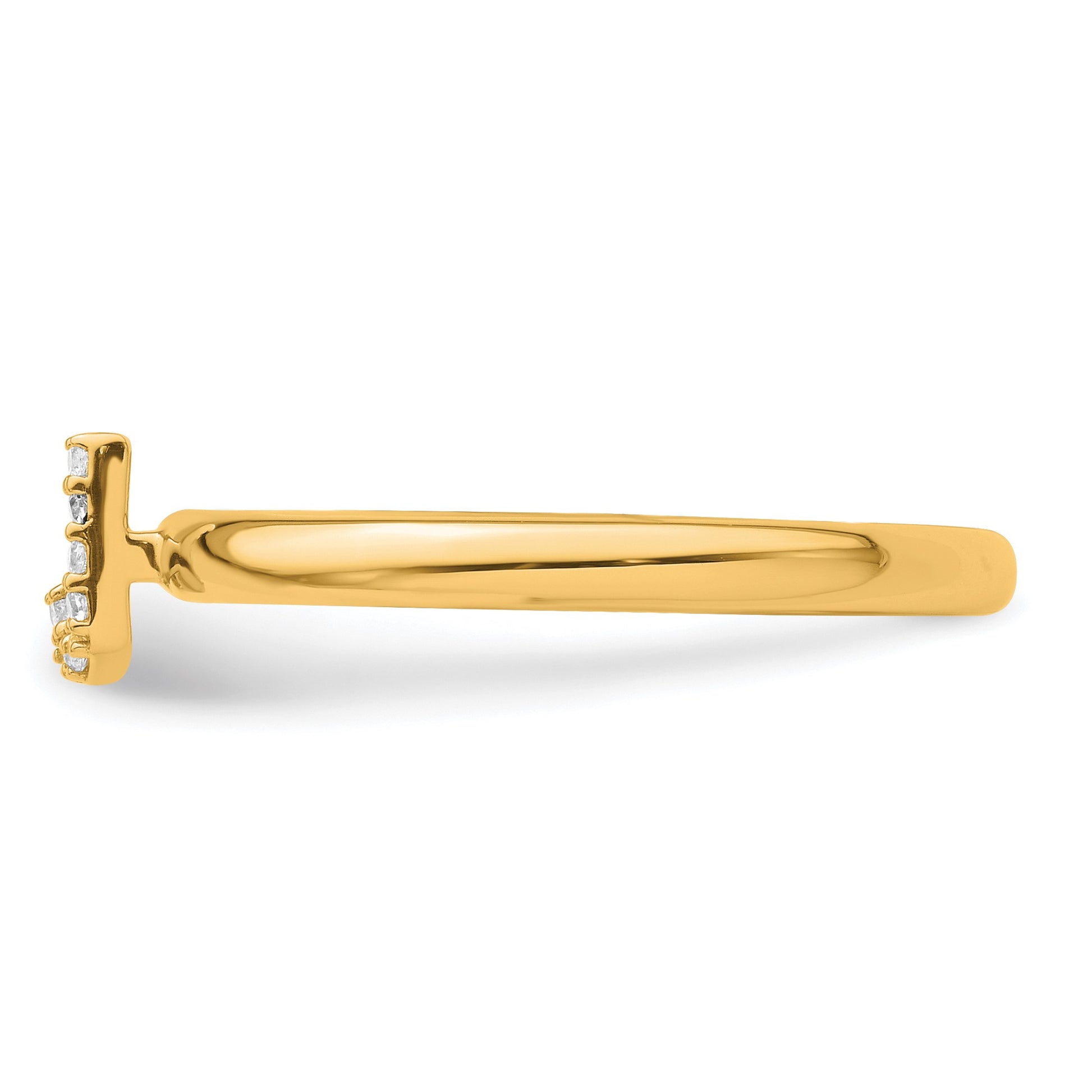 14K Stackable Diamond Initial J Size 7 Ring
