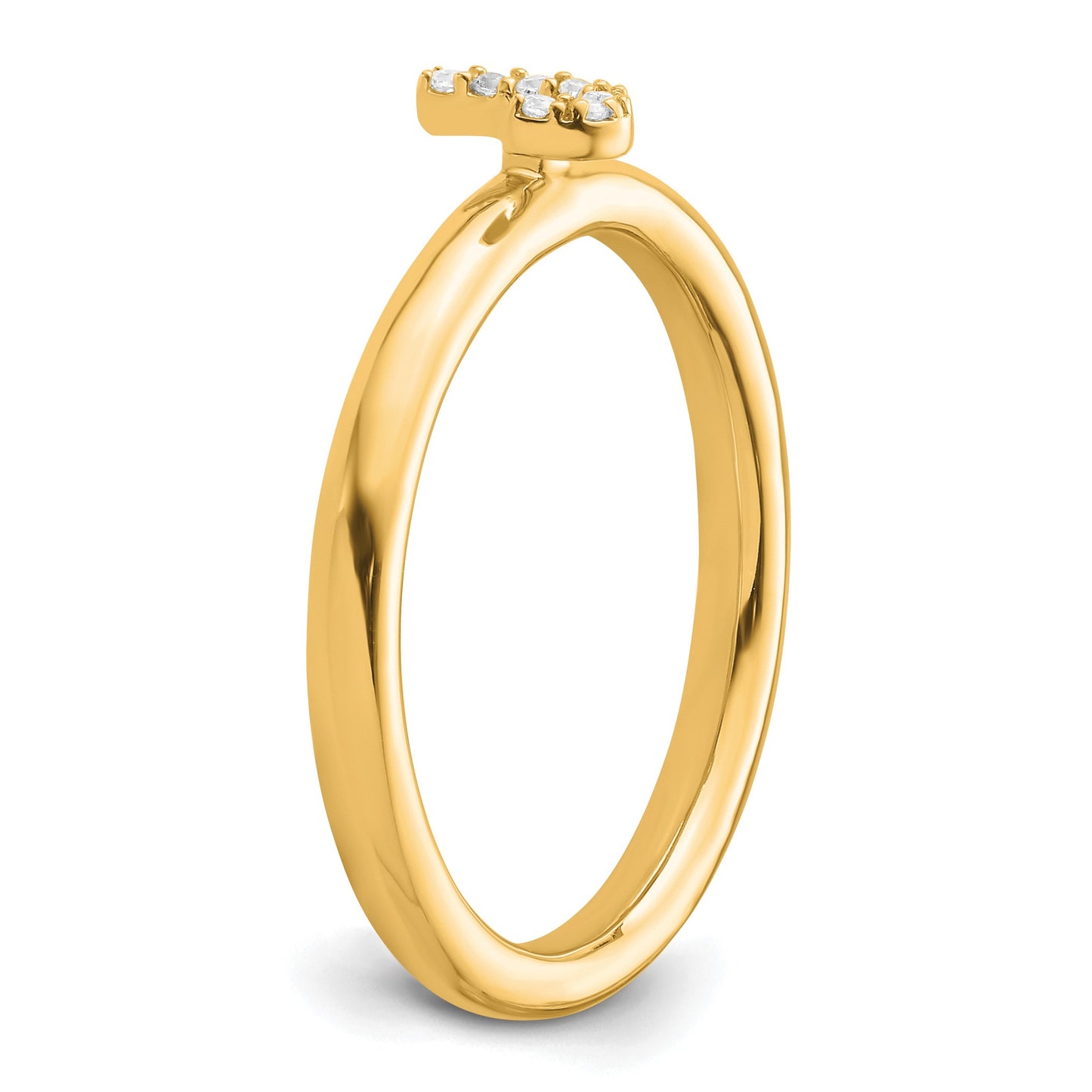 14K Stackable Diamond Initial J Size 7 Ring
