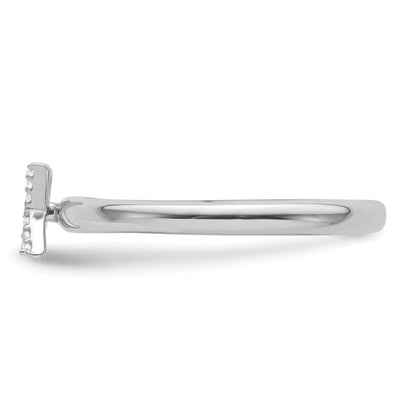 14K White Gold Stackable Diamond Initial K Size 7 Ring