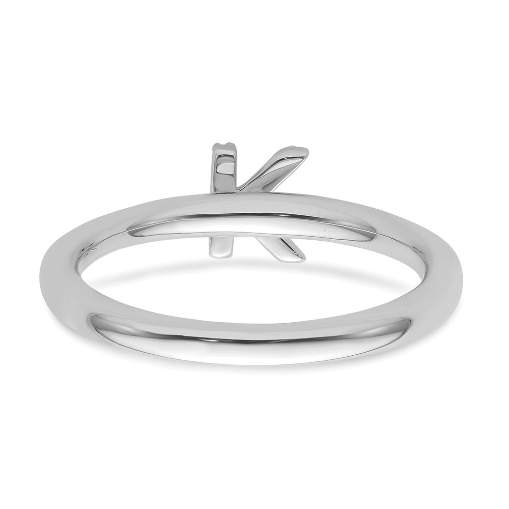 14K White Gold Stackable Diamond Initial K Ring