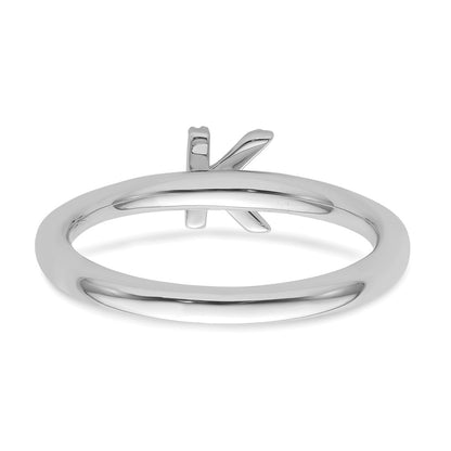 14K White Gold Stackable Diamond Initial K Ring