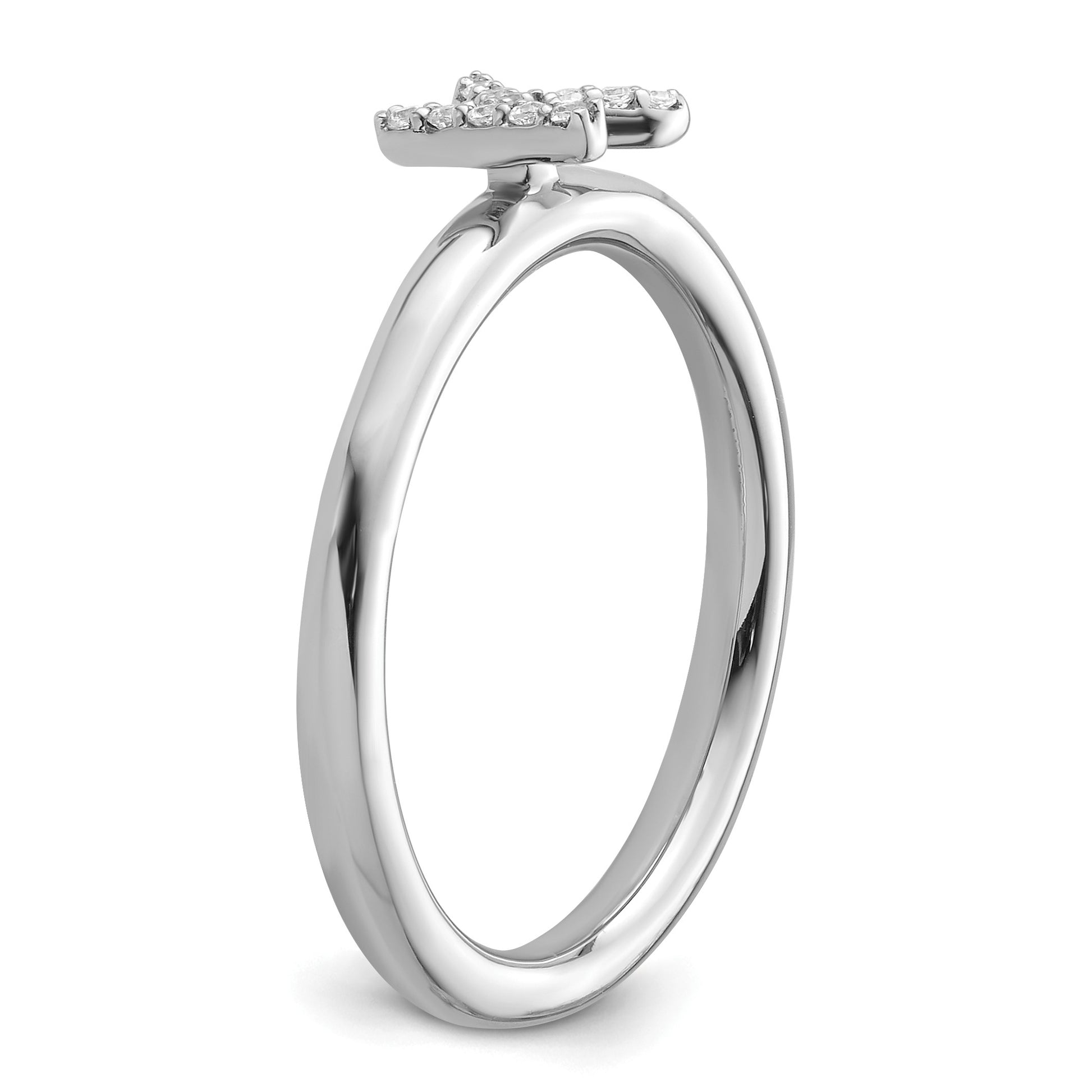14K White Gold Stackable Diamond Initial K Size 7 Ring