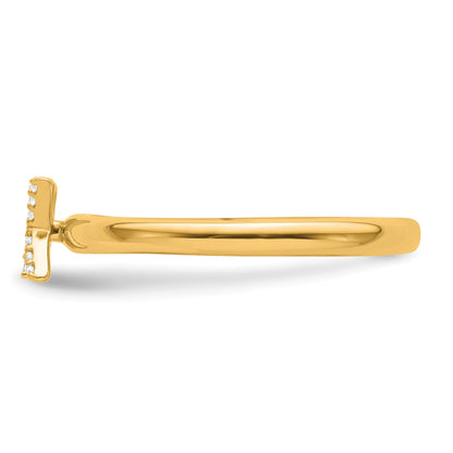 14K Stackable Diamond Initial K Size 7 Ring