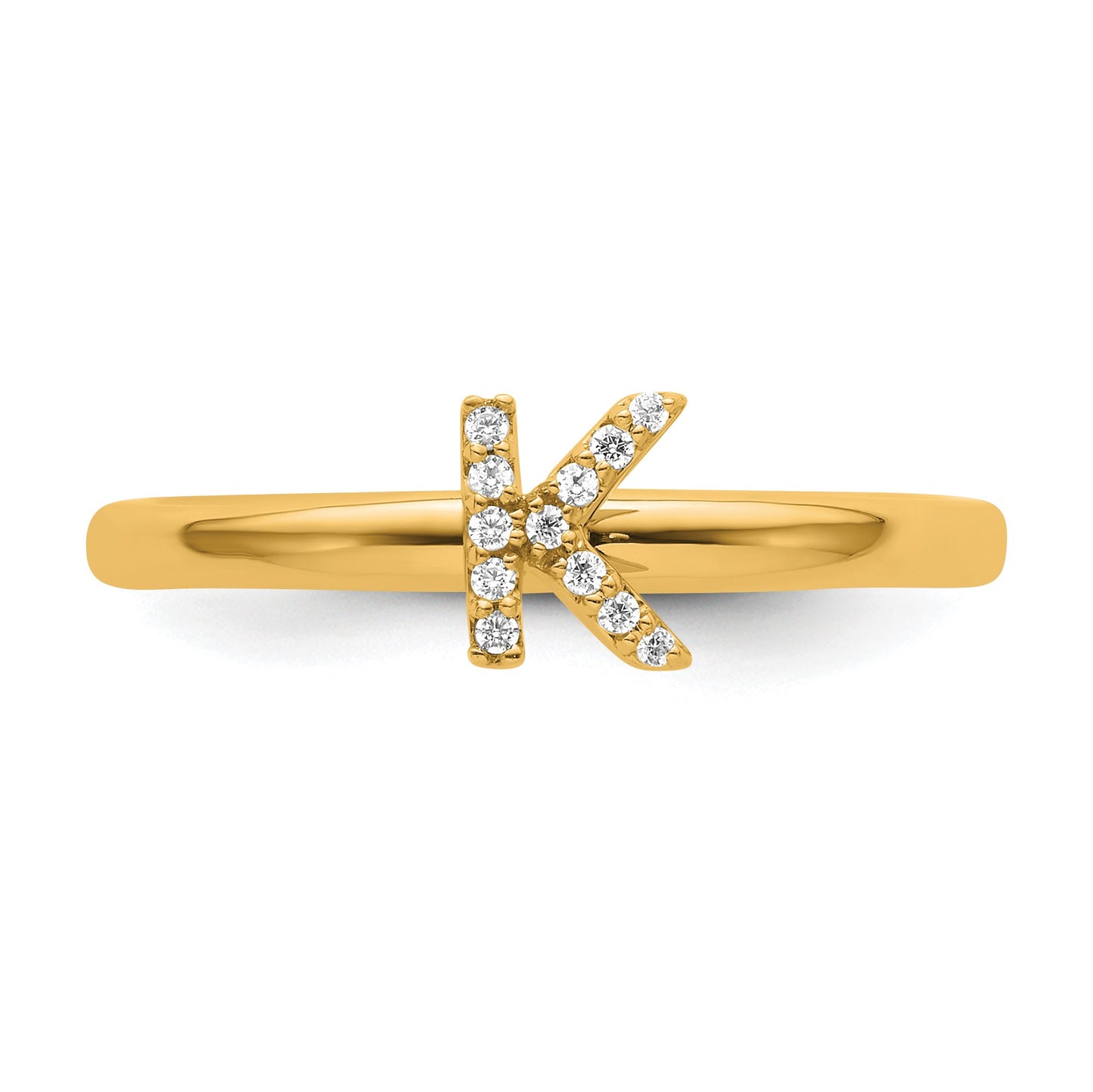 14K Stackable Diamond Initial K Size 7 Ring