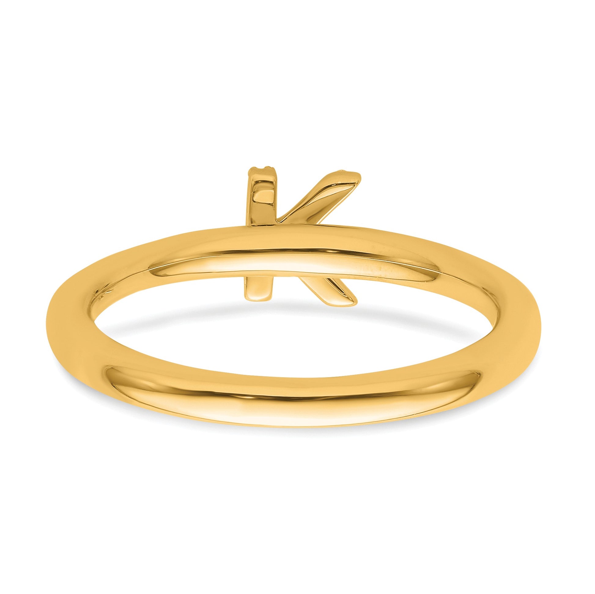 14K Stackable Diamond Initial K Size 7 Ring