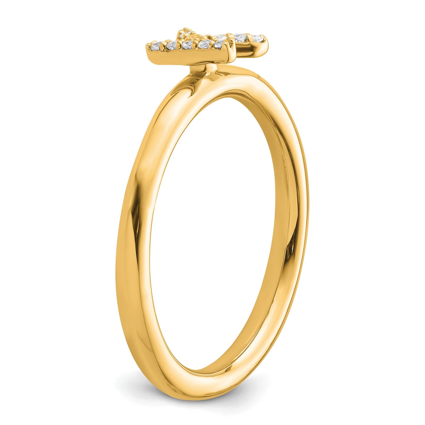 14K Stackable Diamond Initial K Size 7 Ring