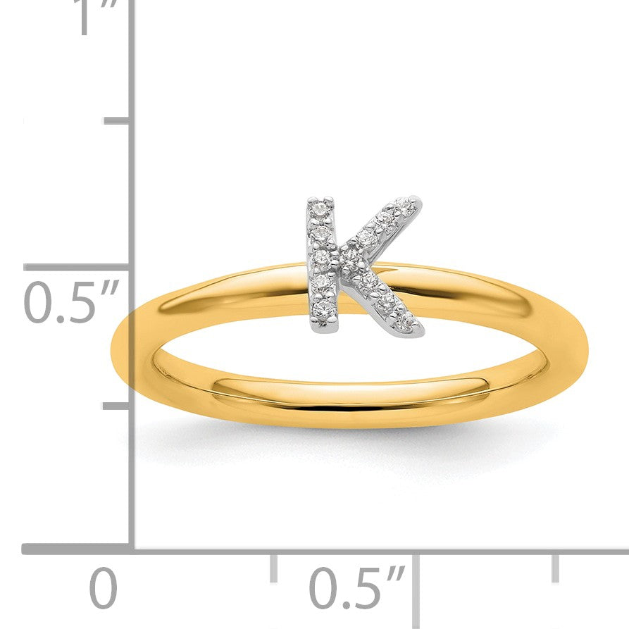 14K Stackable Diamond Initial K Size 7 Ring