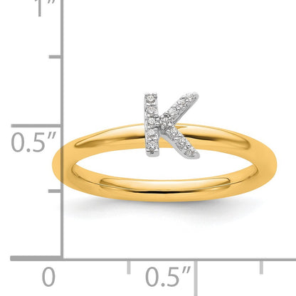14K Stackable Diamond Initial K Size 7 Ring