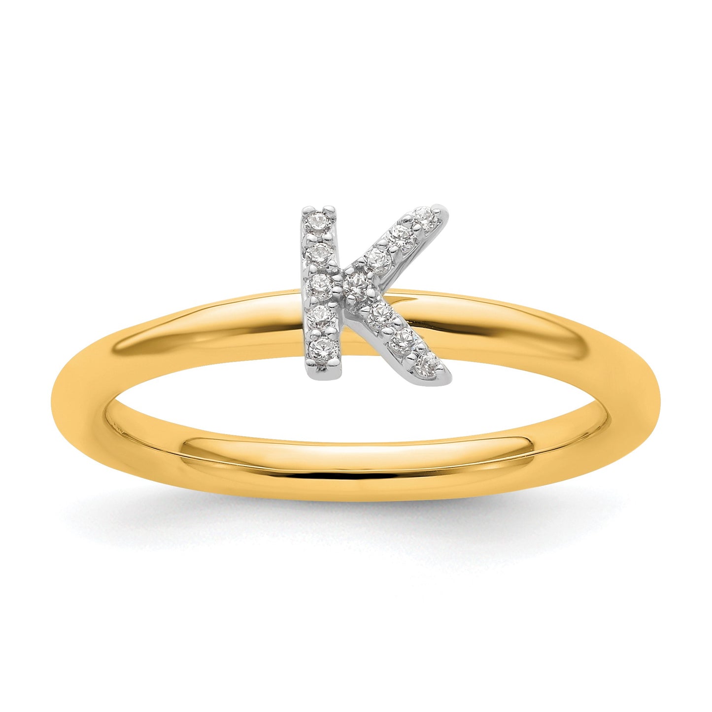 14K Stackable Diamond Initial K Size 7 Ring