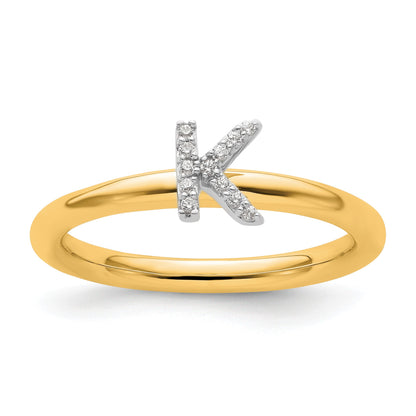 14K Stackable Diamond Initial K Size 7 Ring