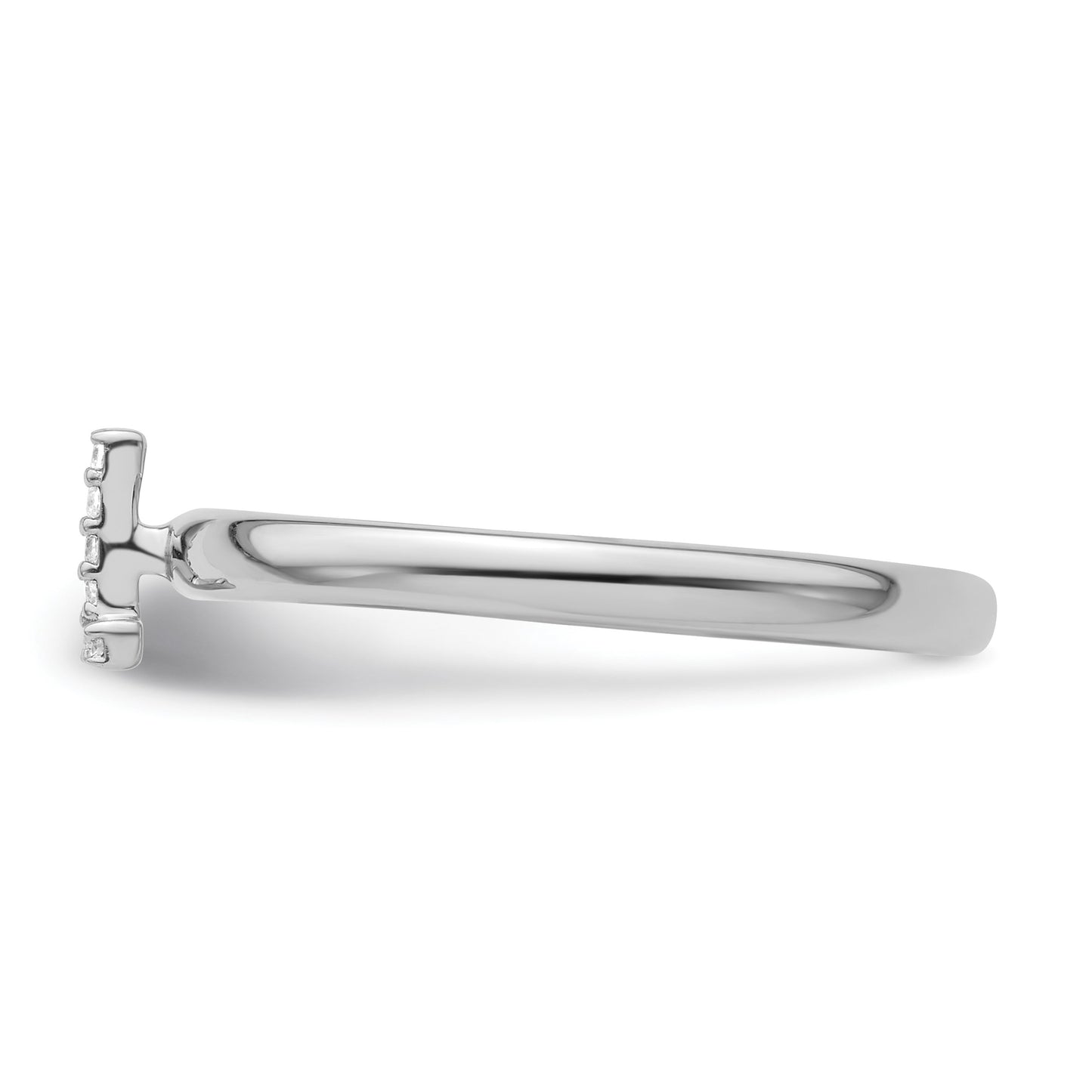 14K White Gold Stackable Diamond Initial L Size 7 Ring