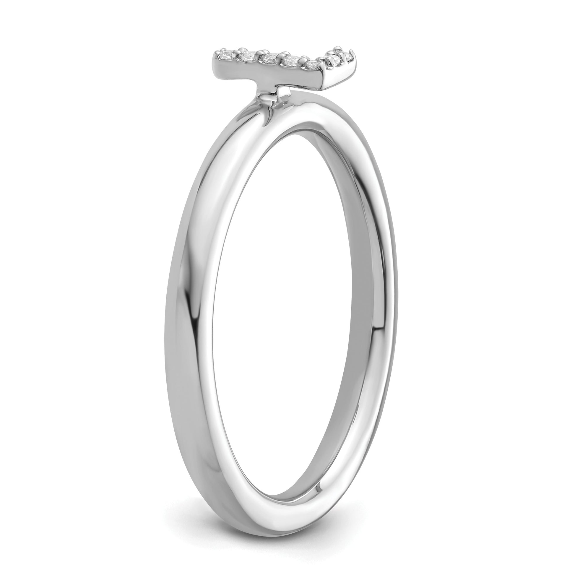 14K White Gold Stackable Diamond Initial L Size 7 Ring