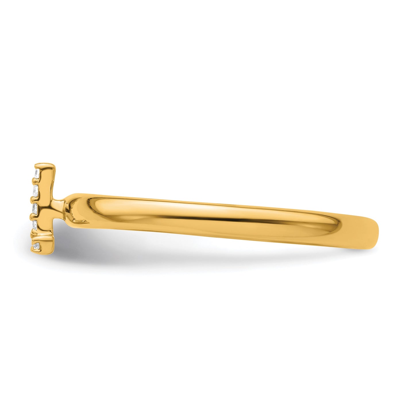 14K Stackable Diamond Initial L Size 7 Ring