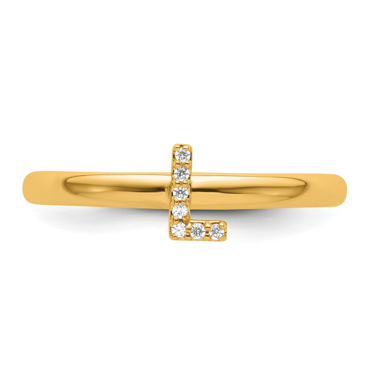 14K Stackable Diamond Initial L Size 7 Ring
