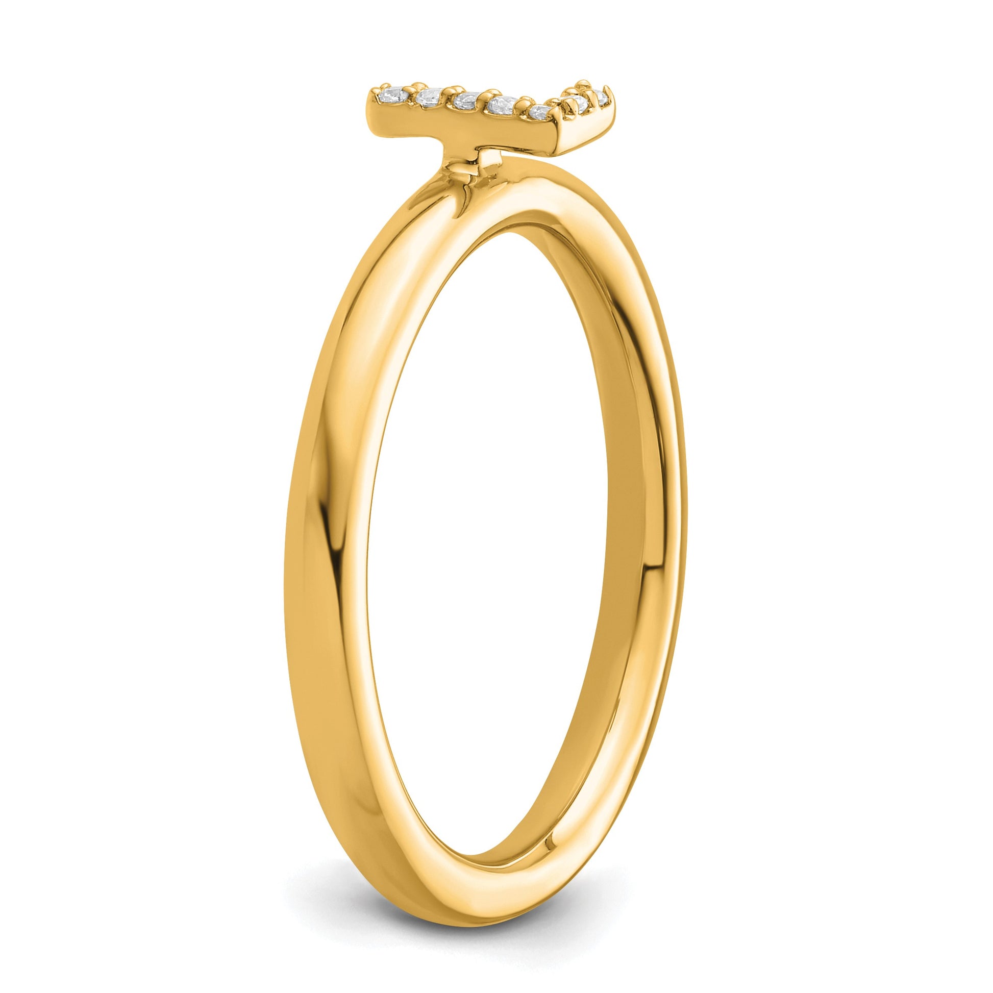14K Stackable Diamond Initial L Size 7 Ring