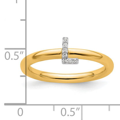 14K Stackable Diamond Initial L Size 7 Ring