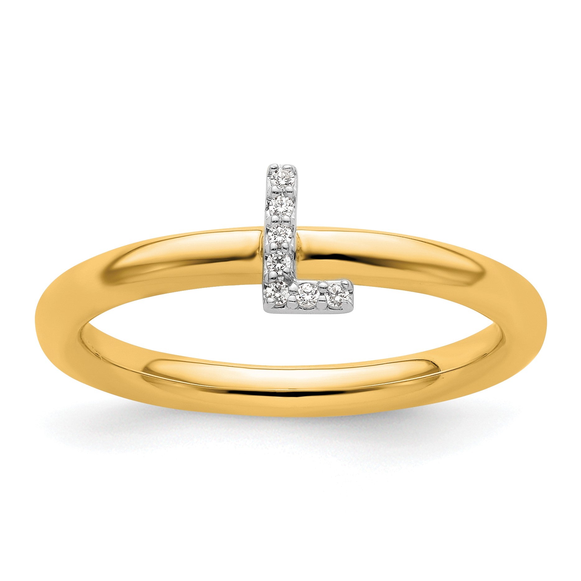 14K Stackable Diamond Initial L Size 7 Ring