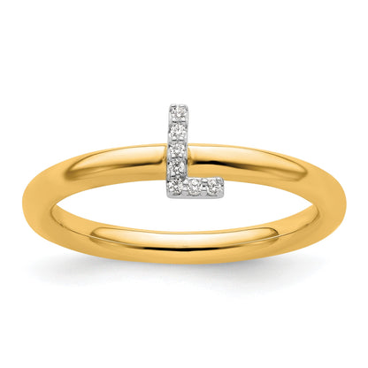 14K Stackable Diamond Initial L Size 7 Ring