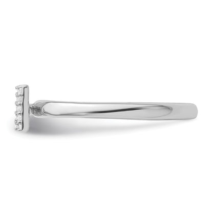 14K White Gold Stackable Diamond Initial M Ring