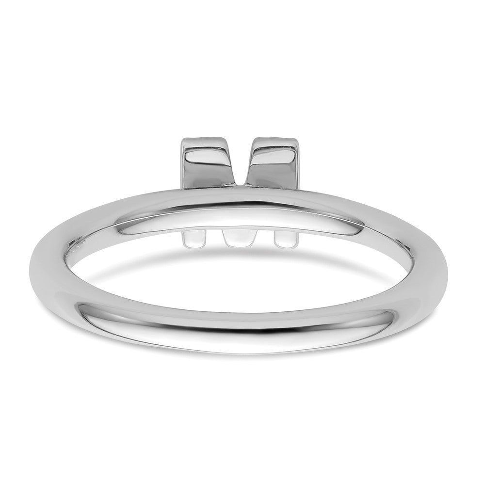 14K White Gold Stackable Diamond Initial M Ring