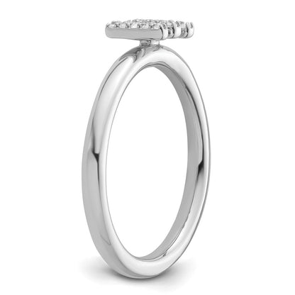 14K White Gold Stackable Diamond Initial M Ring