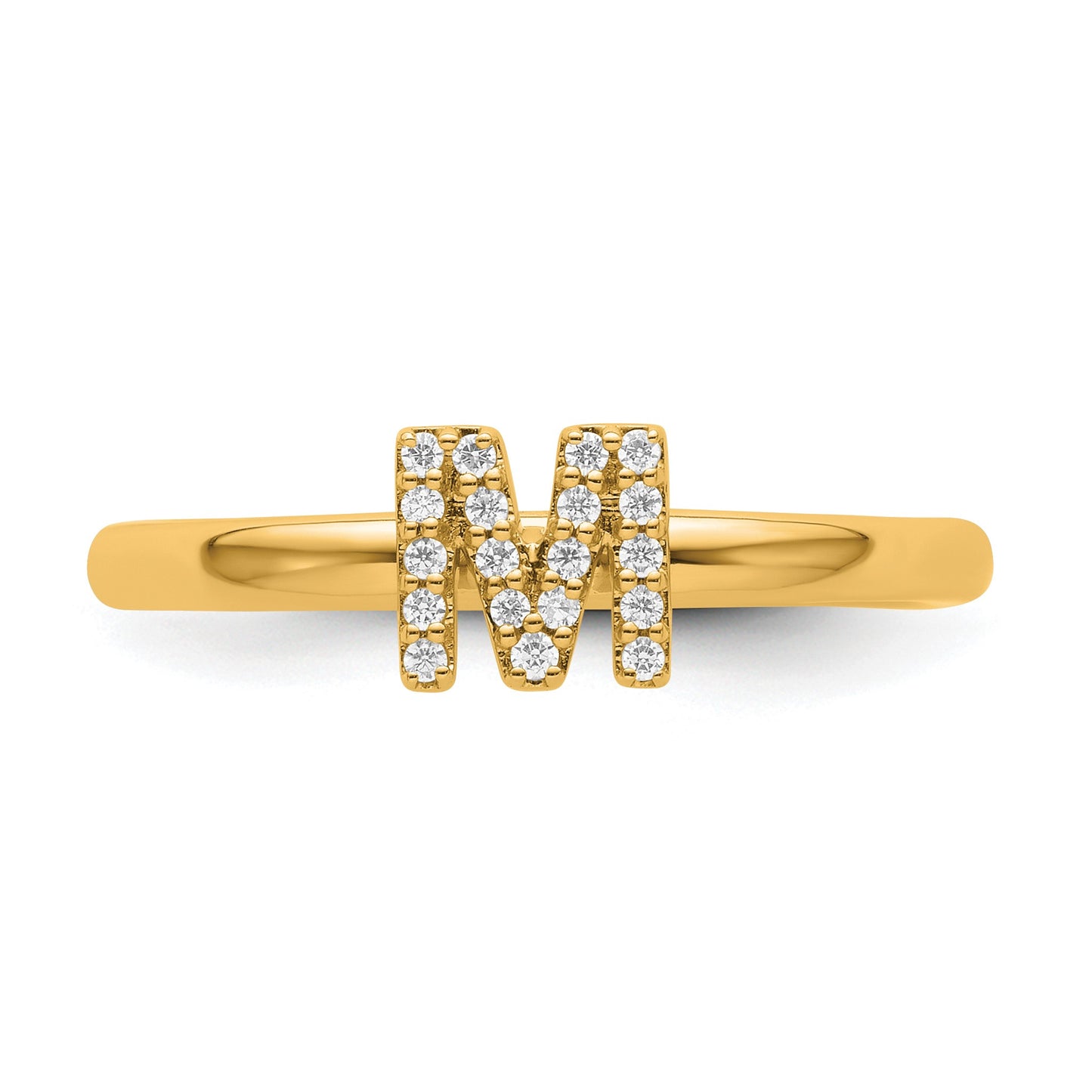 14K Stackable Diamond Initial M Size 7 Ring