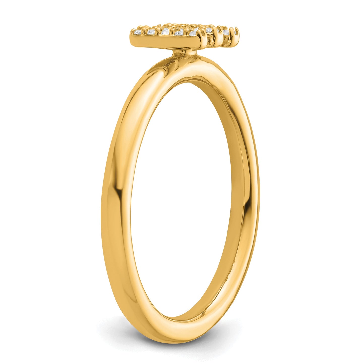 14K Stackable Diamond Initial M Size 7 Ring