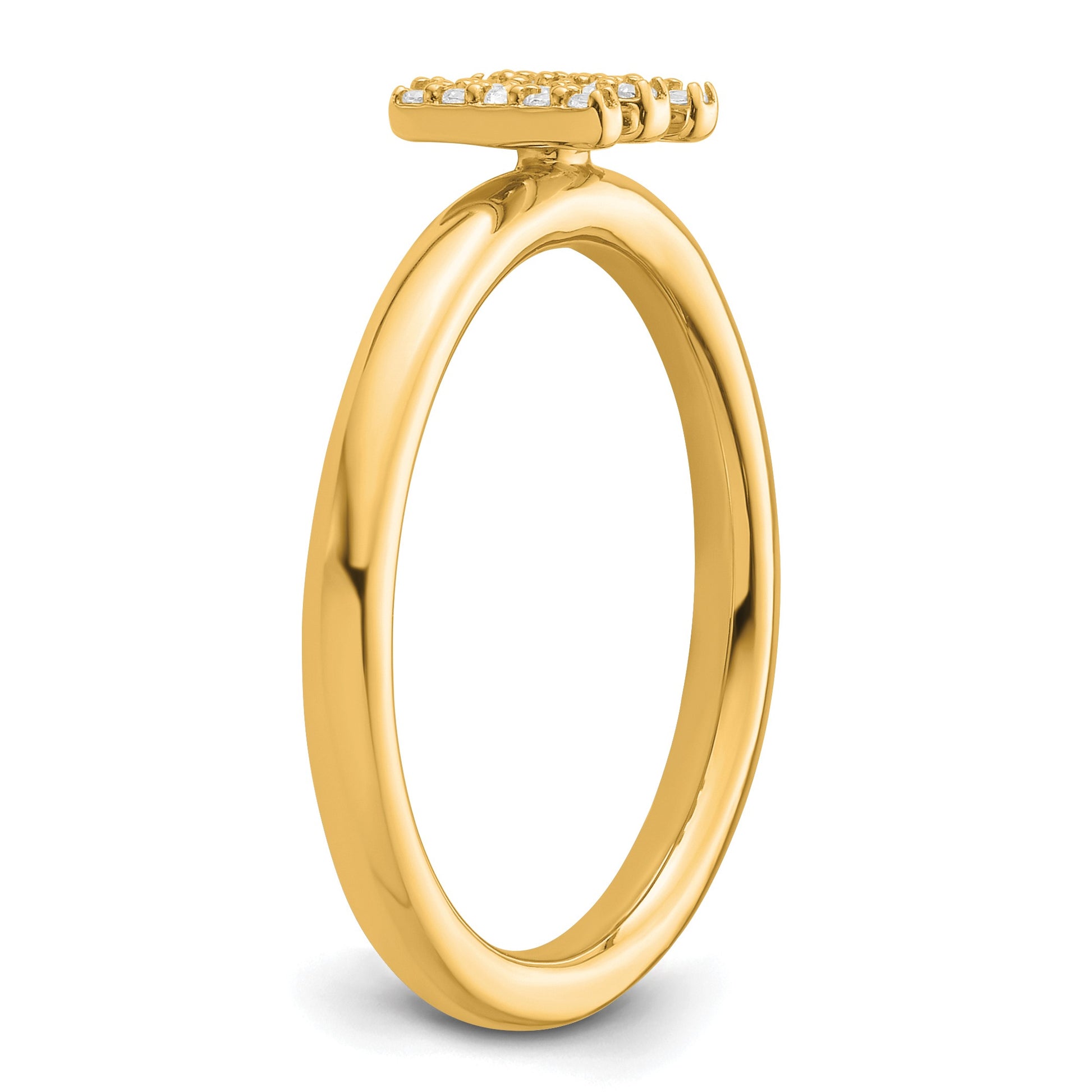14K Stackable Diamond Initial M Size 7 Ring