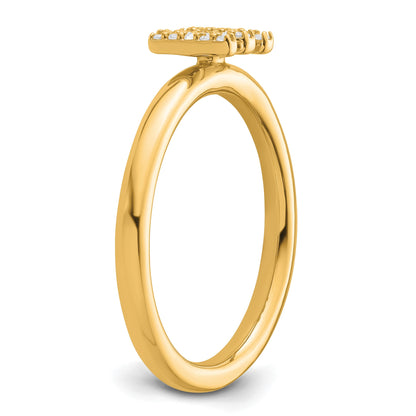 14K Stackable Diamond Initial M Size 7 Ring