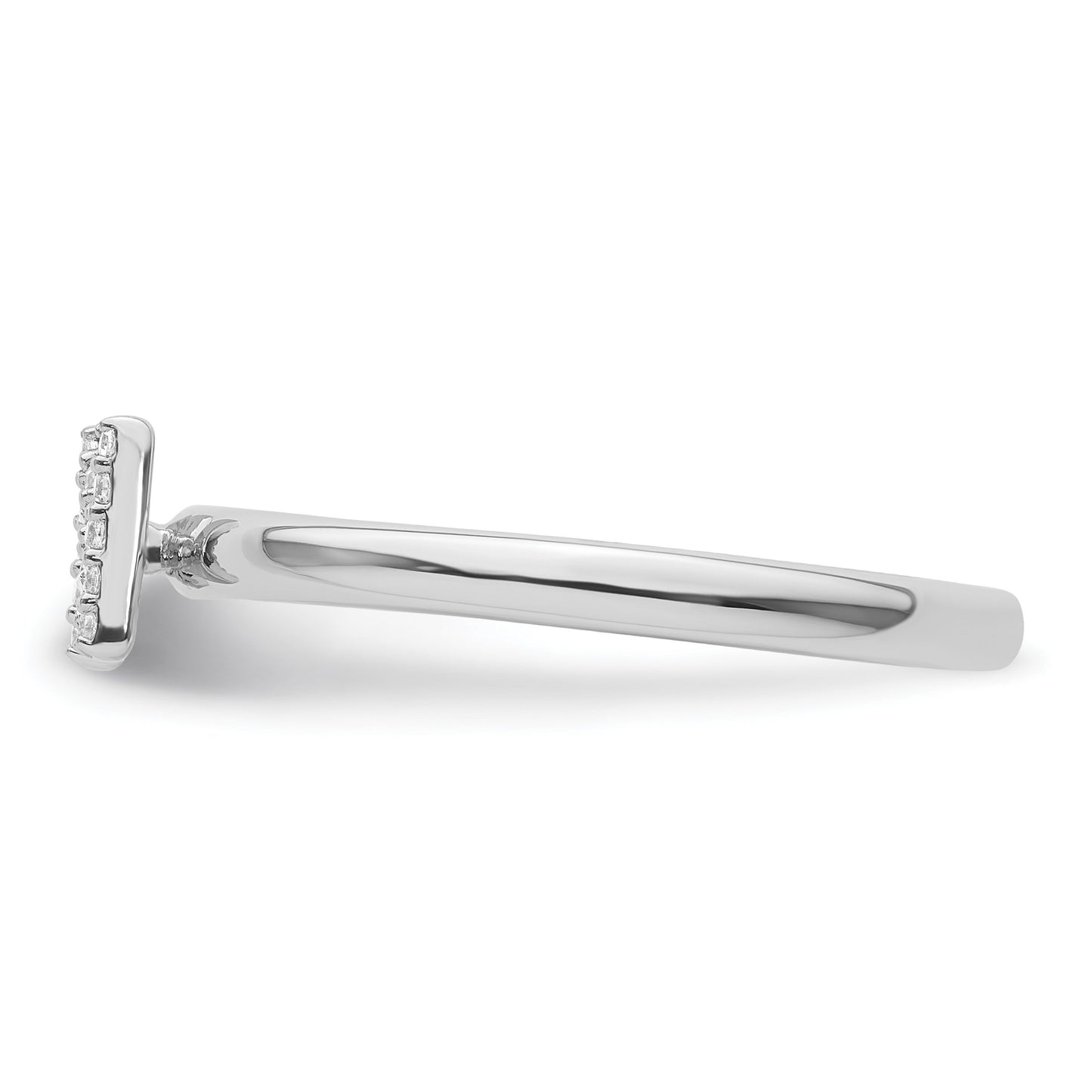 14K White Gold Stackable Diamond Initial N Size 7 Ring