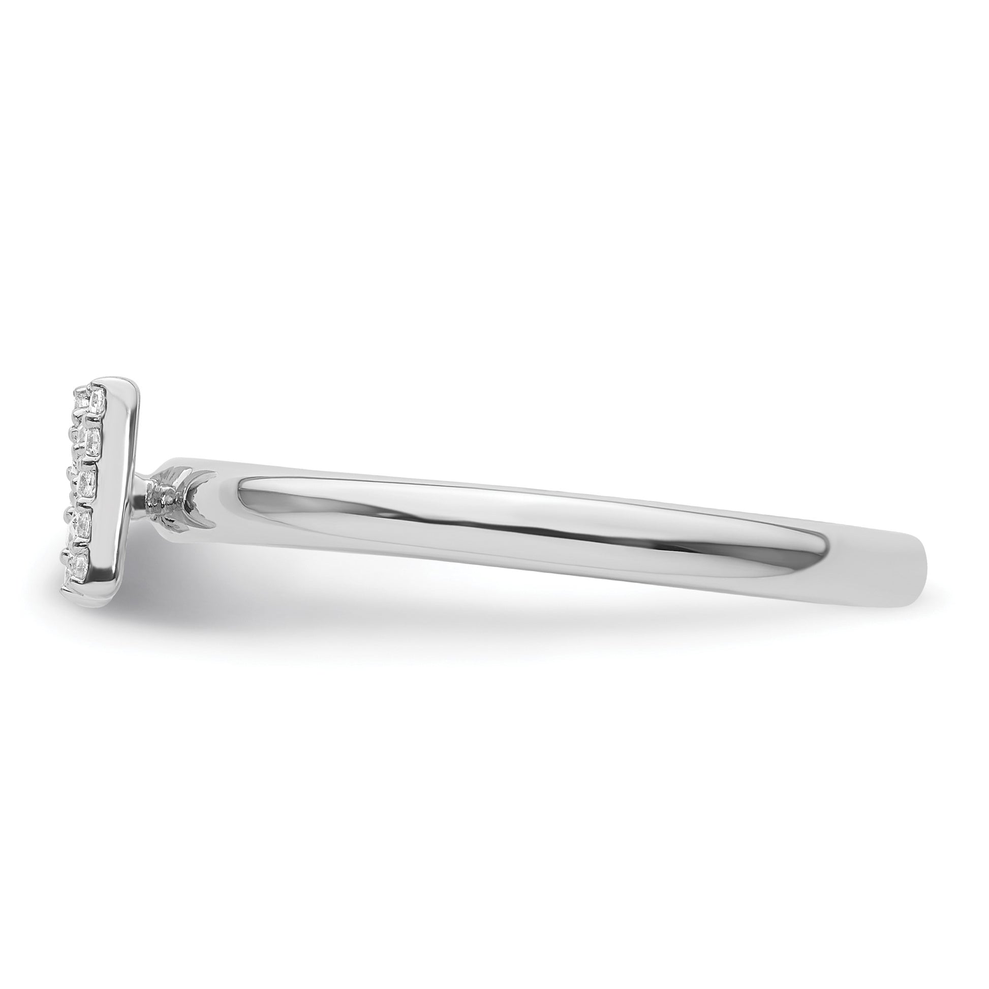 14K White Gold Stackable Diamond Initial N Size 7 Ring