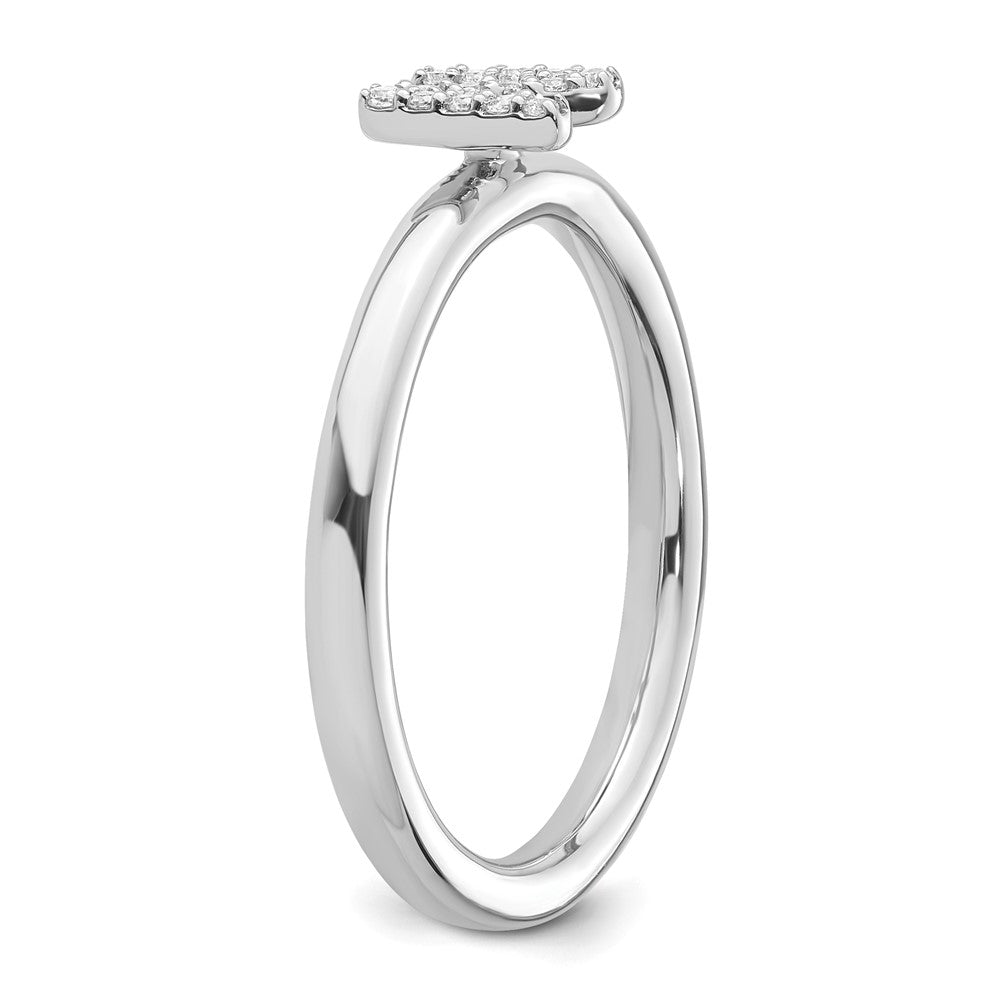 14K White Gold Stackable Diamond Initial N Ring