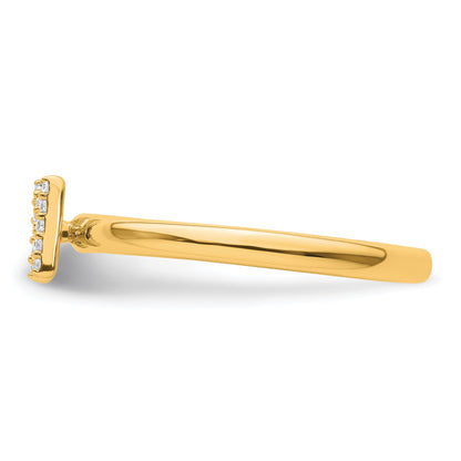 14K Stackable Diamond Initial N Size 7 Ring